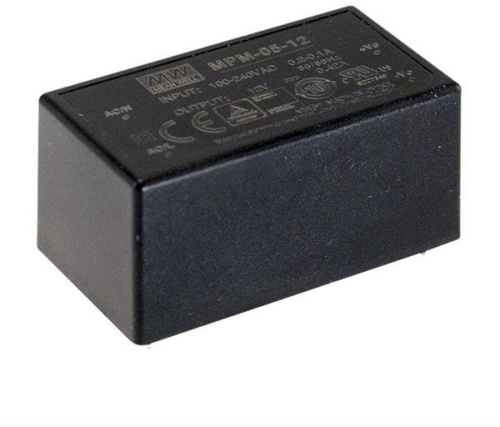 Источник питания AC-DC, 4.1Вт, вход 80...264В AC 47...440 Гц, выход 3.3В/1.25А, изоляция 4000В AC, в кожухе 45.7х25.4х21.5мм, -40...+85C | код MPM-05-3.3 | MeanWell