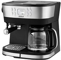 Кофеварка рожковая Kitfort КТ-771 2015Вт нержавеющая сталь/черный | код 1893658 | KITFORT
