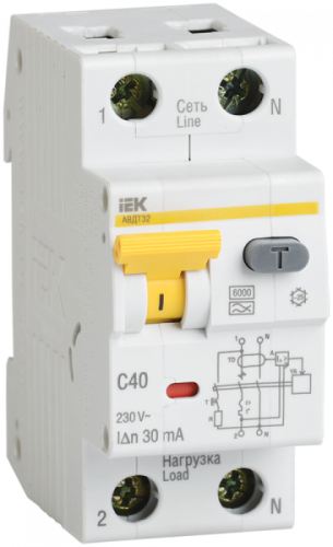 Выключатель автоматический дифференциальный АВДТ 32 1п+N 10А C 30мА тип A | код. MAD22-5-010-C-30 | IEK 