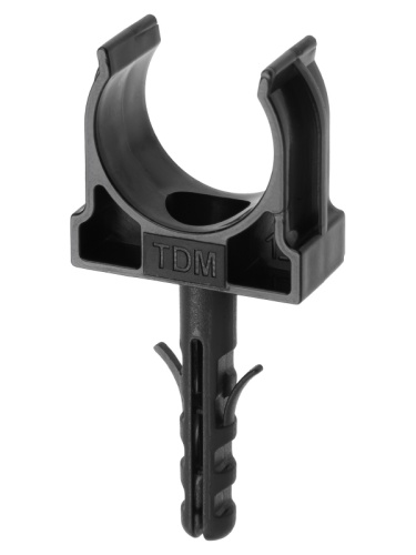 Крепеж-клипса для трубы 20 мм с дюбелем (100 шт.) черная TDM | код SQ0405-0192 | TDM
