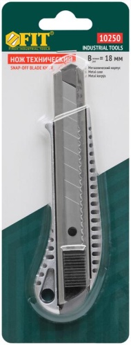 Нож технический 18мм усилен. метал. корпус FIT 10250 фото 3