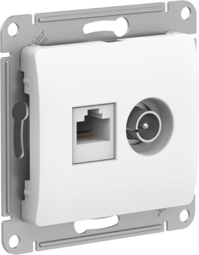 Розетка компьютерная + телевизионная 2-м Glossa RJ45 кат.5E + TV механизм бел. | код GSL000189 | Schneider Electric