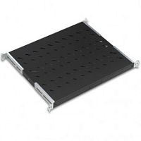 Полка 19., 1U, глубина 370мм, нагрузка 50кг, стационарная, 4 точки крепления, для щита глубиной 600мм, металл, черный | код LN-RAF-SBT-D600-BL-UNV | LANDE