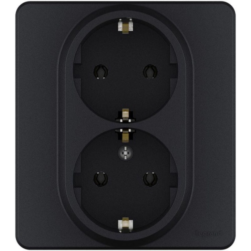 Розетка 2 x 2К+З немецкий стандарт 16 А 250 В~ INSPIRIA антрацит | код 673753 | Legrand