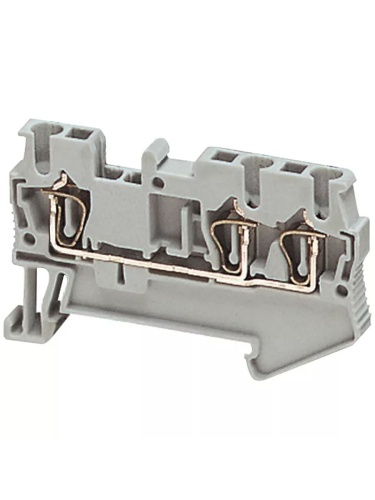 Клеммник пружинный проходной 2.5мм.кв 3 точки подключения серый | код. NSYTRR23 | Schneider Electric