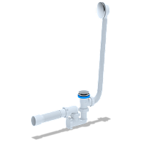 Сифон Ани для ванны клик-клак регулируемый с вып. и переливом с г/т 375*40*50, (сетка) | код EC255S | АНИ пласт