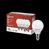 Лампа светодиодная LED-ШАР-VC 4PACK 14Вт 230В Е14 4000К 1330Лм (4шт./упак) IN HOME | код 4690612052359 | IN HOME