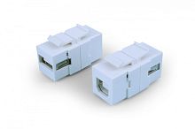 Вставка формата Keystone Jack с проходным адаптером USB 2 (Type A-B) ROHS белая, Hyperline KJ1-USB-A-B2-WH | код 247142 | Hyperline