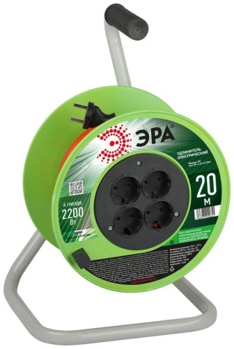 Удлинитель на катушке 4х20м без заземл. RP-4-2x1.0-20m ПВС 2х1 | код Б0059781 | Эра