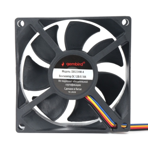 Вентилятор Gembird, 80x80x25, гидродинамический, 4 pin, провод 30 см | код D8025HM-4 | Gembird