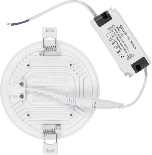 Светильник светодиодный ДВО 18 Вт 1800 лм 4000К AC 220В IP20 круг D120х27мм монт d106мм Пластик безрамочный Frameless Gauss | код 967511218 | Gauss фото 2