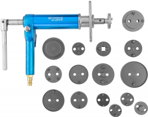 ACPTK16P Приспособление с пневматическим приводом для возврата поршней дисковых тормозных механизмов в наборе, 16 предметов | код ACPTK16P | Thorvik