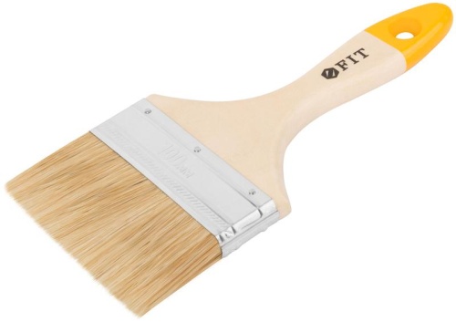Кисть флейцевая "Стандарт-Плюс" натур. светлая щетина деревянная ручка 4дюйм (100мм) FIT 01048 фото 2