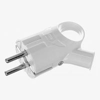 Вилка угловая с ушком с/з, белая 16А 250В Вихрь, , Шт | код 73/12/1/2 | ВИХРЬ