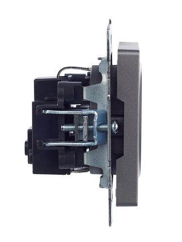 BRITE Розетка 1-местная с заземлением без защитных шторок 16А РС11-1-0-БрС сталь | код BR-R11-16-K46 | IEK фото 2