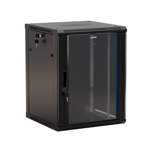 Шкаф настенный 19дюйм 12U 650х600х600мм TWB-1266-GP-RAL9004 стеклян. дверь черн. | код 392634 | Hyperline