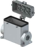 Закрытое основание разъема REVOS, Size 16H, с уплотнителем, без защелок, с защитной крышкой, 1 отверстие с резьбой для кабельных вводов M25x1,5, с правым расположением, материал корпуса: алюминиевый сплав | код 73.342.4035.1 | Wieland Серия