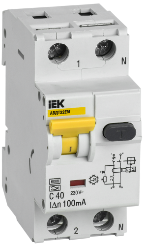 Выключатель автоматический дифференциального тока АВДТ32EM C40 100мА | код MVD14-1-040-C-100 | IEK