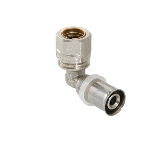 Угольник пресс 16мм с переходом на обжим 15мм | код. VTm.253.I.001615 | VALTEC Угольник пресс 16мм с переходом на обжим 15мм | код. VTm.253.I.001615 | VALTEC