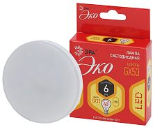Лампа светодиодная ECO LED GX-6W-827-GX53 (диод, таблетка, 6Вт, тепл, GX53 (10/100/5600) | код Б0036539 | ЭРА