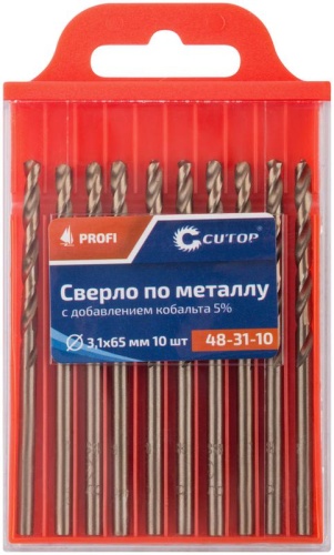 Сверло по металлу Cutop Profi с кобальтом 5%, 3.1X65 мм (10 шт) | код 48-31-10 | FIT фото 3