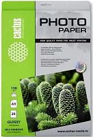 Фотобумага Cactus CS-GSA313020 A3/130г/м2/20л./белый глянцевое самоклей. для струйной печати | код 805834 | CACTUS