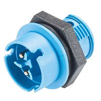 Вилочный разъем в панель М14, IP68(69k), 2 полюса, цвет: синий, номинальные характеристики: 250V/400V 8A, серия gesis RST MICRO | код 41.022.4043.9 | Wieland