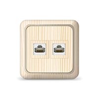 Розетка компьютерная двухместная Олимп,наружная, 1А, RJ45, сосна (еврослот) | код 1077 | Universal