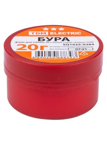 Флюс для пайки, БУРА, 20 г, банка, серия Алмаз TDM | код SQ1025-0384 | TDM