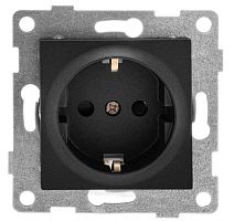 Розетка 1-м СП Ugra 16А 250В с заземл. защ. шторки механизм графит | код С11Р4-010 | GUSI