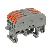 Клемма СМК 222-424D проходная 4-полюсная, с креплением на DIN-рейку (0,08-4 мм кв) серая (50 шт./уп.) REXANT | код 07-5237 | REXANT