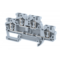 Клемма проходная пружинная 4 мм2,двухуровневая, на 2 подключения, серая SQ4-2T-GREY | код 2103020000 | Elmex