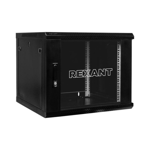 Шкаф настенный 9U 600х450х501мм стеклянная дверь RAL 9005 черный | код 04-0964-112 | REXANT фото 2