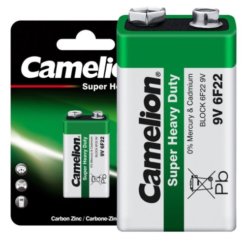 Элемент питания солевой "крона" 6F22 BL-1 (блист.1шт) Camelion 1672 фото 2