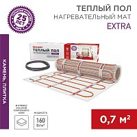 Теплый пол, нагревательный мат REXANT Extra, двухжильный, площадь 0.7 м кв, 0.5х1.4 м, 112 Вт | код 51-0501 | REXANT