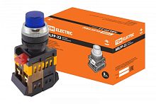 Кнопка ABLFP-22 синий d22мм неон/230В 1з+1р TDM | код SQ0704-0007 | TDM