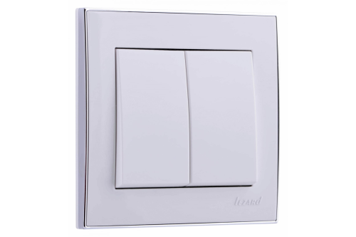 RAIN Выключатель 2-ой белый с боковой вставкой хром | код 703-0225-101 | Lezard