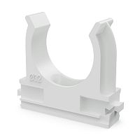 Крепёж-клипса для труб Полистирол белая d32 мм (25шт/500шт уп/кор) Промрукав | код PR.02732б | ПРОМРУКАВ