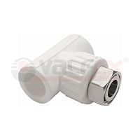 Тройник комбинированный с накидной гайкой 32х1 1/4дюймх32 (32/8) бел. | код 10140132 | VALFEX