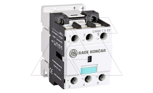 Контактор CNNK 7.5 00 230V 50/60Hz, 3P, 11A, 7.5kVAr(400VAC по AC6-b), 230V50/60Hz | код EAC609207 | Rade Koncar