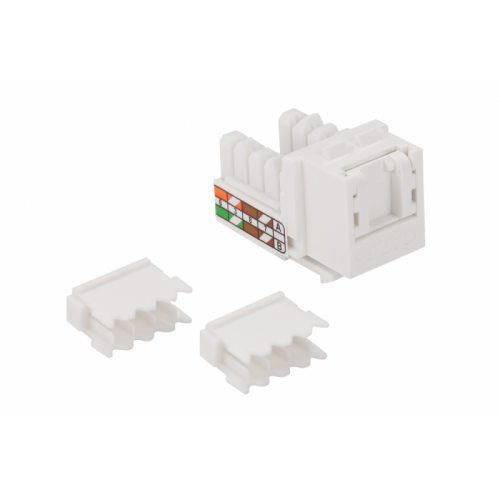 Модуль Keystone, RJ45, кат.5E, UTP, 90 градусов, со встроенной шторкой, белый | код LAN-OK45U5E/90P-WH | LANMASTER