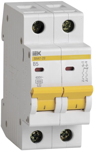 Автоматический выключатель ВА47-29 2Р 5А 4,5кА В | код MVA20-2-005-B | IEK 