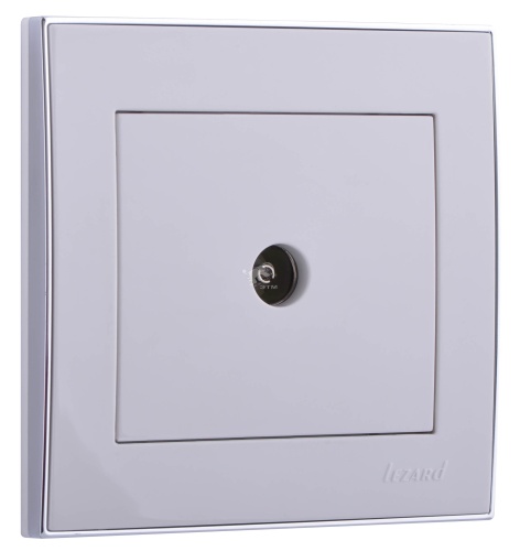 RAIN Розетка телевизионная ТВ проходная белая с боковой вставкой хром | код 703-0225-129 | Lezard RAIN Розетка телевизионная ТВ проходная белая с боковой вставкой хром | код 703-0225-129 | Lezard