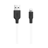 Кабель USB 2.0 hoco X21, силиконовая оплетка, AM/Lightning M, бело-черный, 1м | код 6957531071365 | Hoco