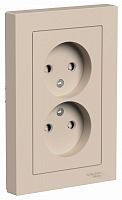 ATLASDESIGN РОЗЕТКА двойная без заземления со шторками,16А, в сборе, ПЕСОЧНЫЙ | код ATN001222 | Systeme Electric