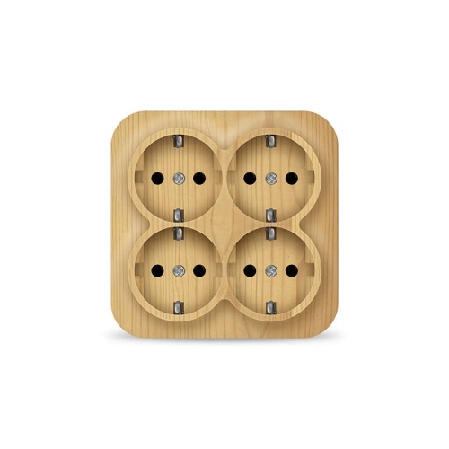Розетка четырехместная квадратная серия IONICH, с/з, о/у, 16А, 220В, сосна Розетка четырехместная квадратная серия IONICH, с/з, о/у, 16А, 220В, сосна