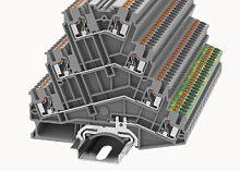 DS2.5-PE/3L-01P-11-00Z(H) Клемма PUSH-IN, 2.5 мм.кв., PE, 3 ур., серый | код 11040000188| DEGSON