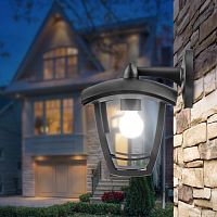 Садово-парковый светильник НБУ 07-40-002 Дели 2 черный 4 гранный настенный IP44 Е27 max 60Вт | код Б0051186 | ЭРА