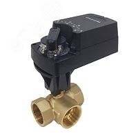 Кран шаровый трехходовой DN40, резьба G1-1/2 с электроприводом 8Нм, 24В, управление аналоговое 0(2)~10V | код HK340-08AN/24V | Techno