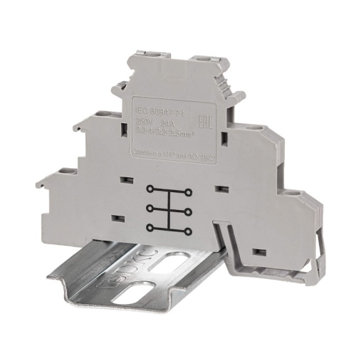 Клемма трехуровневая, винтовой зажим, 6 точек подключения, 2.5 кв.мм, серая | код DKIDR-1.5-PV | DKC Клемма трехуровневая, винтовой зажим, 6 точек подключения, 2.5 кв.мм, серая | код DKIDR-1.5-PV | DKC